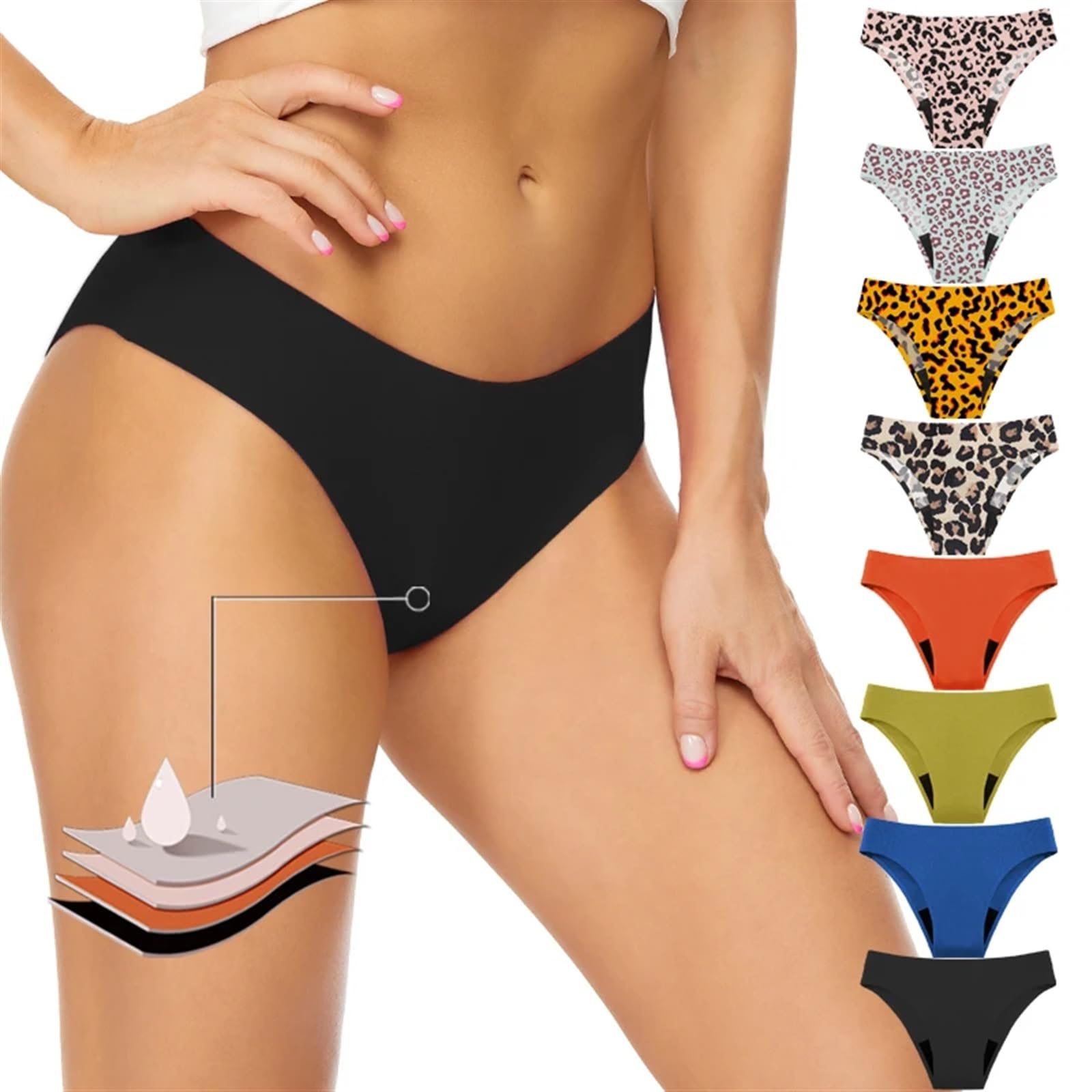 Bragas Braguitas Tangas 3 unids/Set Bragas menstruales sin Costuras Bragas absorbentes rápidas Bragas de Talla Grande 3XL(Orange 1pc,L)