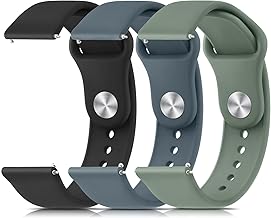 Pack of 3 Silicone Watch Straps 20 mm 22 mm, Quick Release Waterproof Soft Strap, Watch Accessories Wristbands Sports Replacement Strap for Men and Women