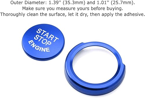 Miniatura 7 de iJDMTOY Juego de botón de arranque de motor sin llave de aluminio anodizado azul con anillo circundante compatible con BMW 2 3 4 Series X1 (F22 F30