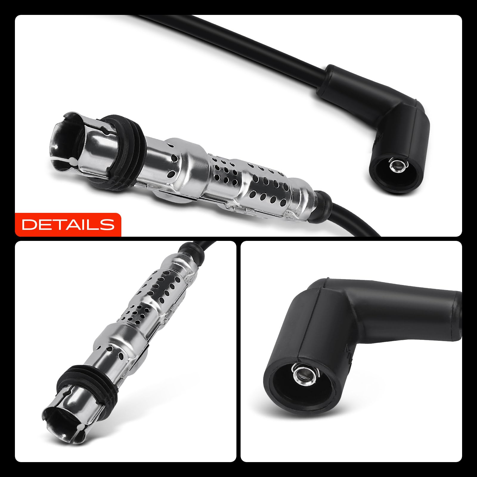 Frankberg 4x Juego de cables de encendido Gasolina Compatible con A1 A3 Altea Ibiza IV Leon Fabia II Rapid Yeti Beetle Golf VI Polo Replace# 03F905409A
