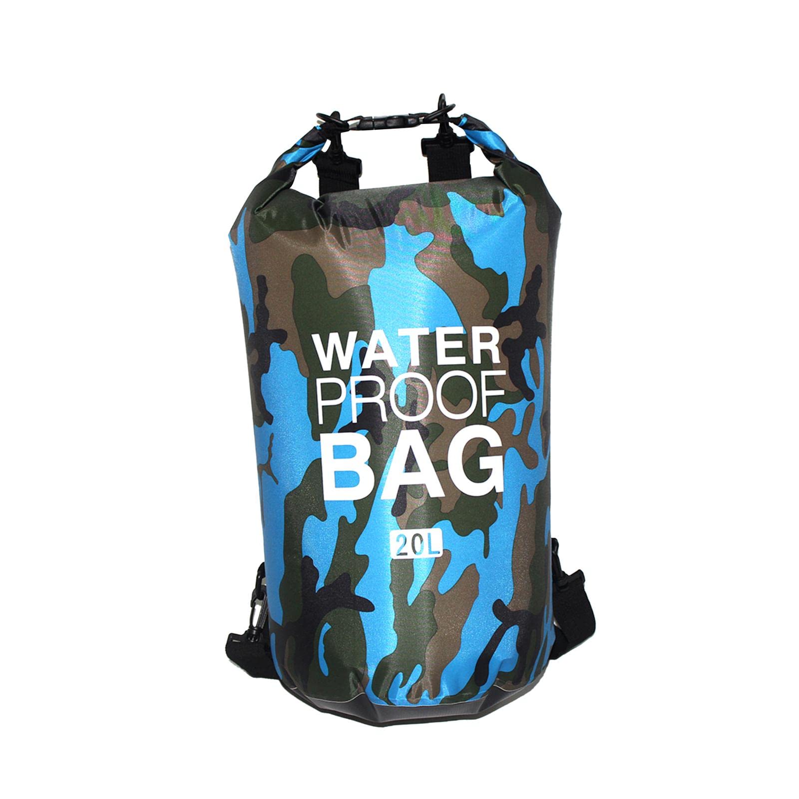 Wasserdichte Tasche mit Schultergurt, Rafting-Tasche zum Schwimmen, Strand, Angeln, 15 l, Camouflage, 3er-Set (Tarnfarbe, 20 l), (20L) UK