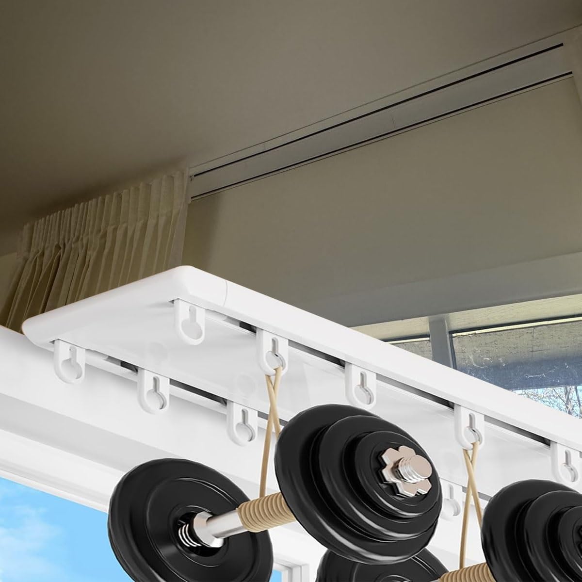Cicha szyna dwutorowa - 660 cm aluminiowa szyna sufitowa do przesuwnych ścian i przegród pokojowych - bezgłośny drążek do draperii w kolorze białym - idealna dekoracja domu Solut