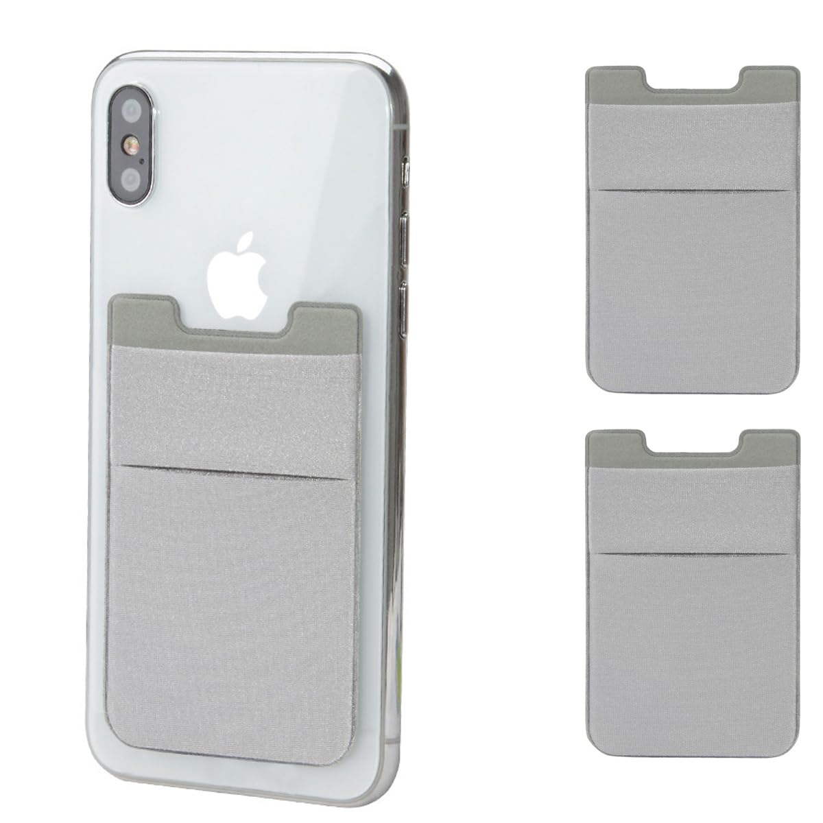 Mizi (2 Pack Adhesive Phone Stretchy Wallet, Card Holder for Back of Phone Stick on Phone Cases for iPhone/Android/Samsung Galaxy - Grey-image-36