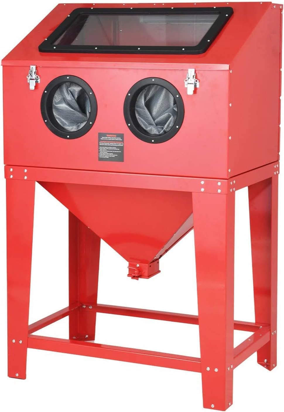 90 Gallon Sandblaster Cabinet with LED Tube Glass Viewing Windows,Floor Abrasive Blast Cabinet by Lasting Gun kit,Abrasive Media Blasting for Rust Grime Paint Removing