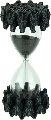 Cabeza de dragón medieval gótica, arena negra, temporizador de 4 minutos