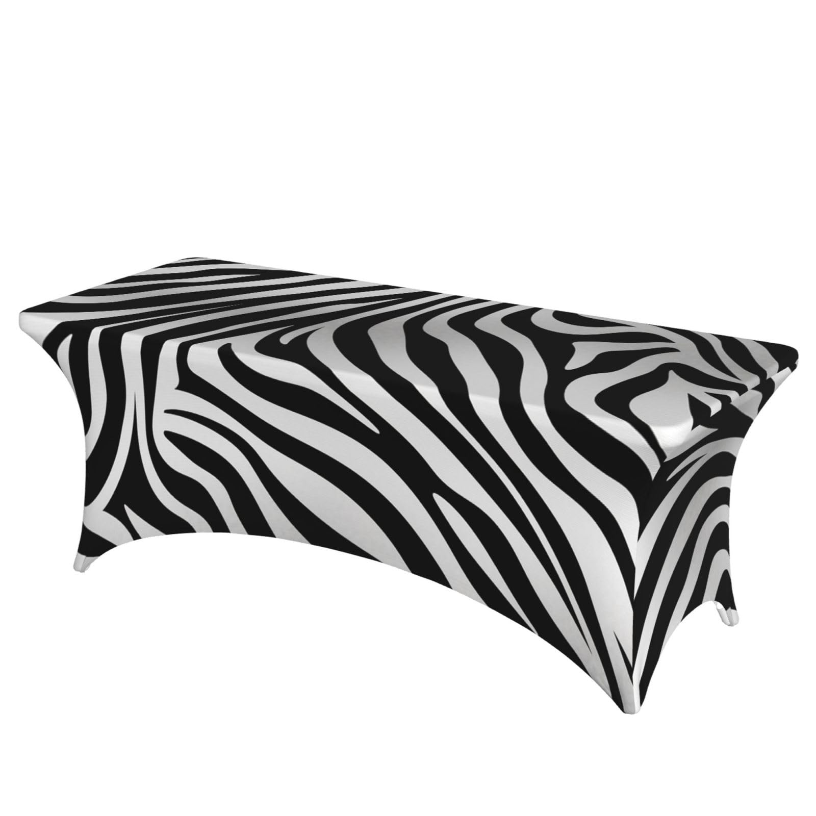 DWVTSLH 6FT Spandex Table Covers for Rectangle Tables, Wrinkle Resistant Stretch Tablecloths, Ultimate Fitted Tables Protector, Zebra Print Table Cloth for Party, Wedding, Banquet