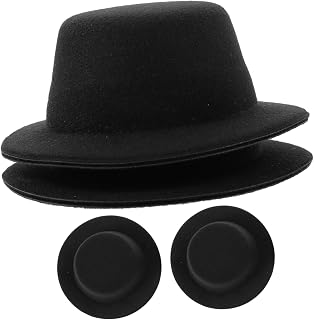 Abaodam 4 Piezas Mini Sombreros de Fieltro para Manualidades Sombrero Pequeño de Muñeca para Decoración DIY Color Negro para Figuras y Mascotas
