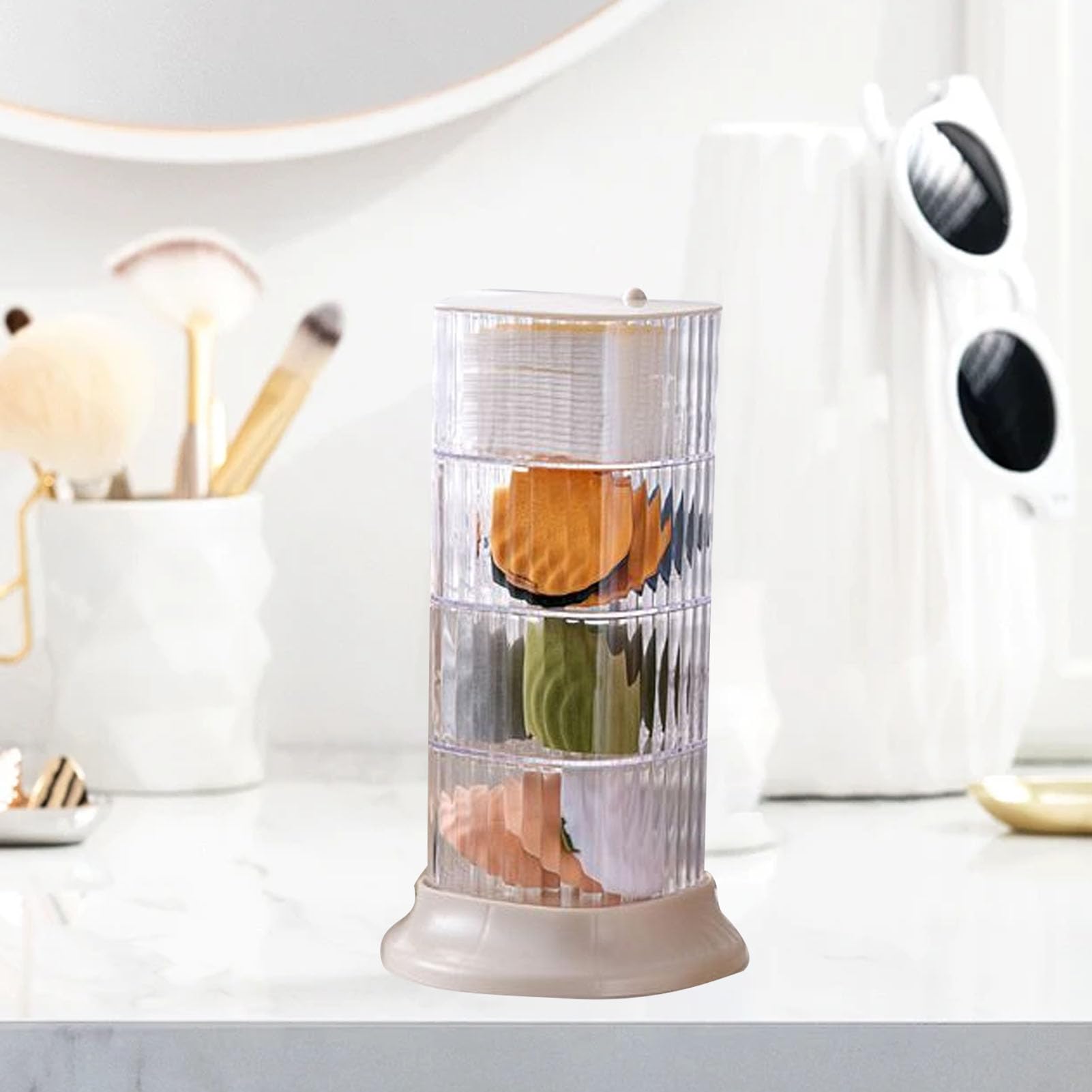 BALRAJ Scatola Organizer Per Accessori Capelli A 3 Strati - Con Chiusura A Fiocco E Manico Perline, Contenitore Per Fermagli E Gioielli - 4