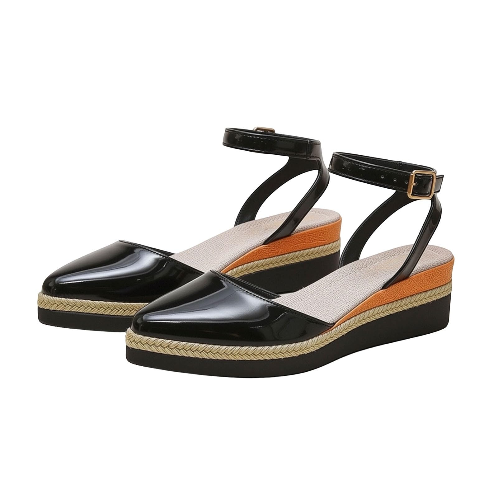 Alpargatas Mujer con Cuña Punta Cerrada Sandalias Cómodas Verano para Playa | Cuñas Esparto Mujer Ligeras Cómodas Zapatos Ortopedicas Antideslizantes Calzado Esparto Plataforma Sapatos para Caminar