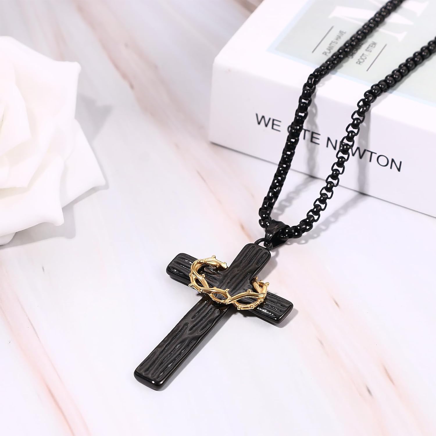 OIDEA Crown of Thorns Cross Necklace for Men: Stainless Steel Crown Cross Pendant Necklaces Christian Faith Jewelry Gifts for Mens and Womens - Image 4