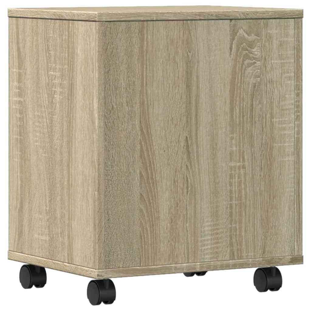 Druckerständer mit Rollen Sonoma-Eiche 41x32x48 cm mobiler Druckertisch mit Stauraum und Ablagefach für Büro Homeoffice Arbeitszimmer als Regal Beistelltisch fahrbar stabil
