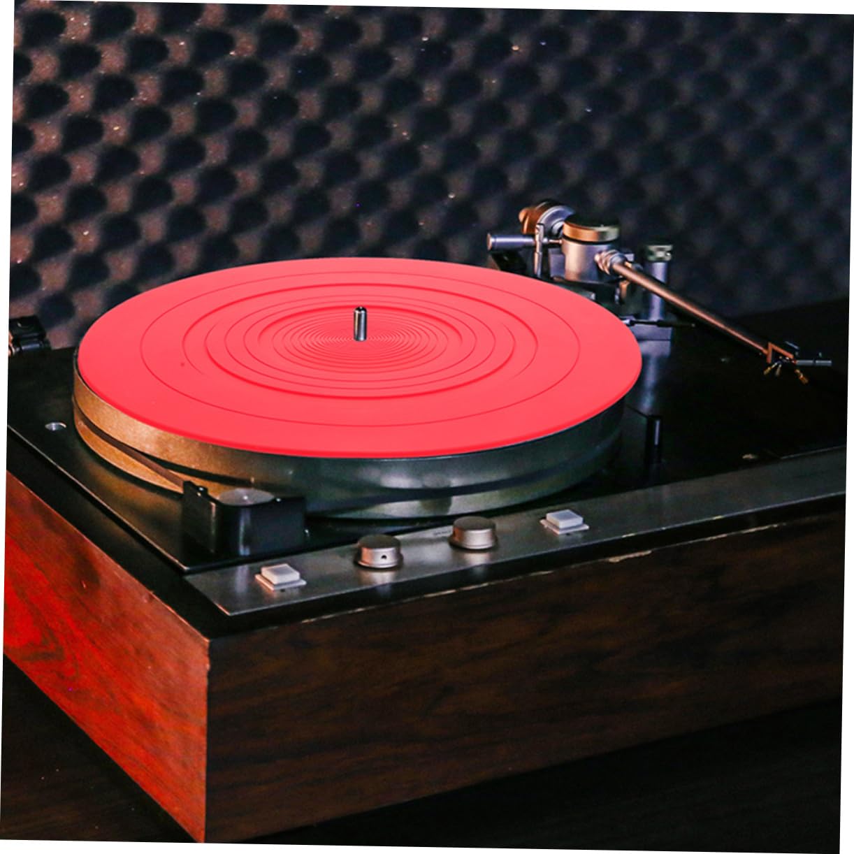 VICASKY Tappetino in Silicone Antistatico Sostituzione Piastra Giradischi 2 Pezzi Protezione Dischi Rosso per Giradischi Vinile