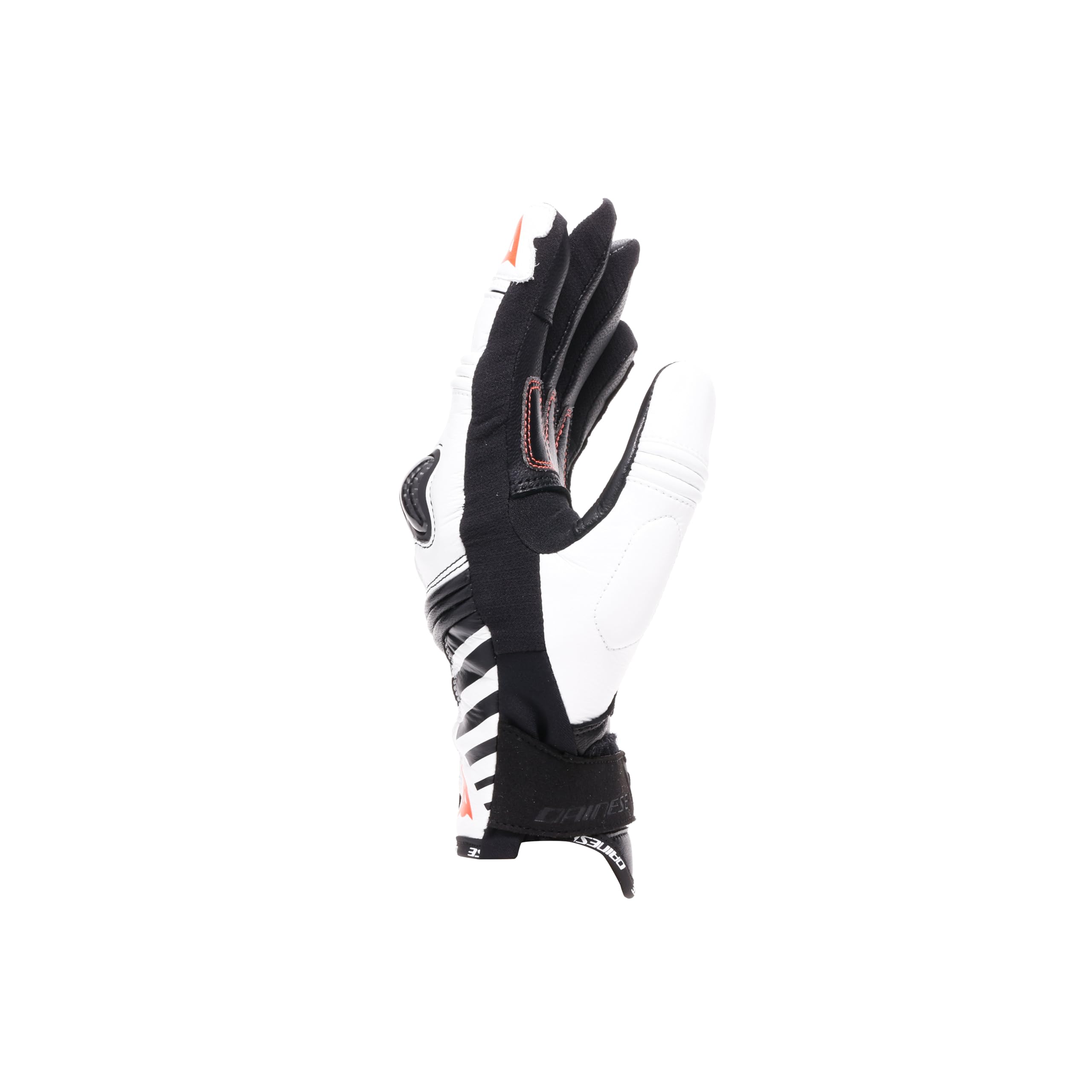 DAINESE Reacto Carbon Short Gloves Wmn, Guanti Moto Corti Donna in Pelle con Protezione Nocche in Carbonio e Imbottiture Palmo e Dita Smart Touch, Per Donna, Black/White/Red-Fluo, XS