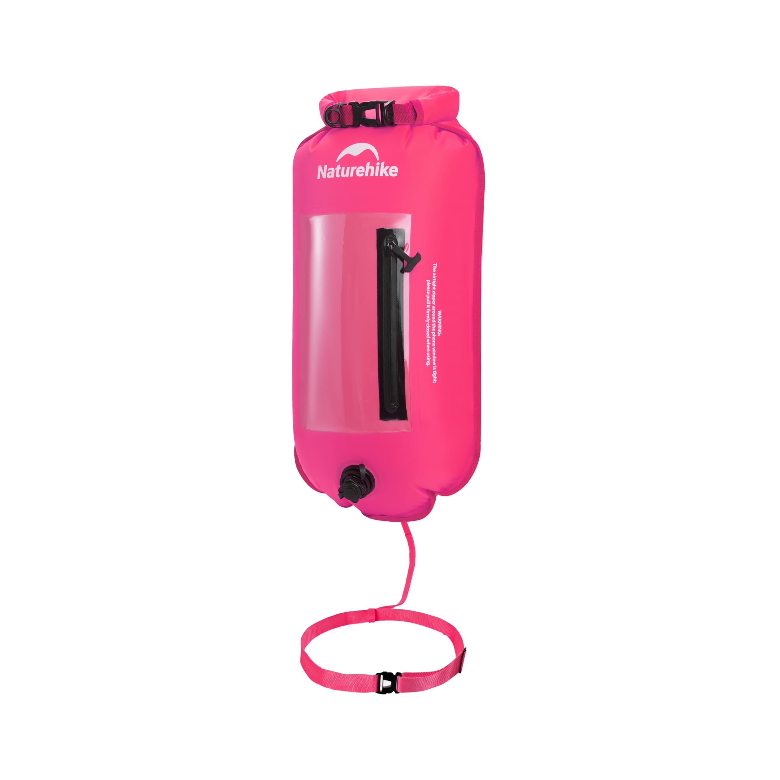 Naturehike 18L Schwimmboje Zwei Airbags Swim Boje Trockensack wasserdichte Strandtasche mit Verstellbarer Hüftgurt für Schwimmer Küstenstrand – NEU mit Wasserdichtem Handyfach & in Rosa