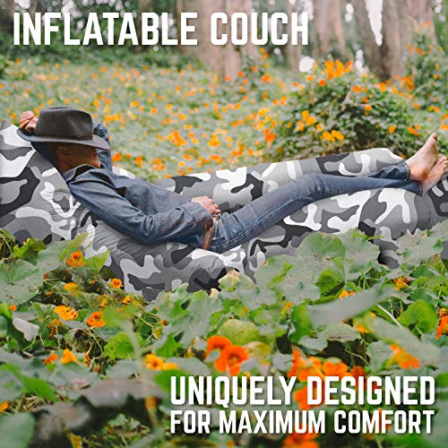 Chillbo Shwaggins Inflatable Couch – Cool Inflatable Chair. Upgrade Your Camping Accessories. Easy Setup is Perfect for Hiking Gear, Beach Chair and Music Festivals. (Camo Urban)