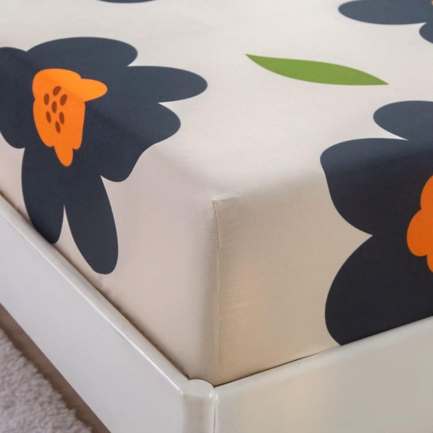 FCLDESHOP Bedding Twin Fitted Sheets,Kids Bedroom Cartoon Anime Print Fitted Bed Sheets,Skin-Friendly Polyester Fiber Mattress Protector Pillowcase,Tiger,150cmx200cm (3pcs)