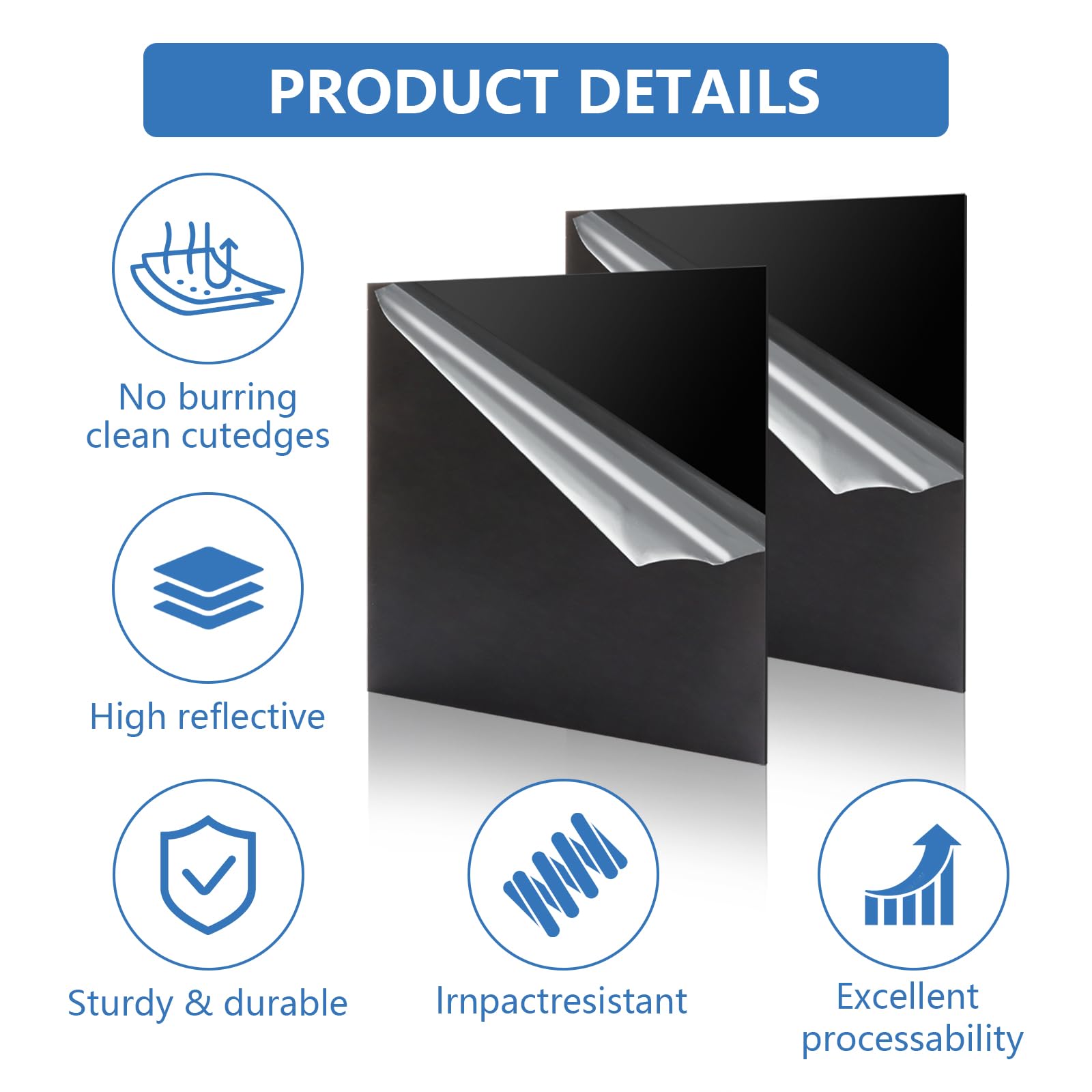 8 Pannelli In Vetro Acrilico Nero - 300x300x3 Mm, Con Pellicola Protettiva, Per Fai Da Te, Decorazioni E Display - Foto 7