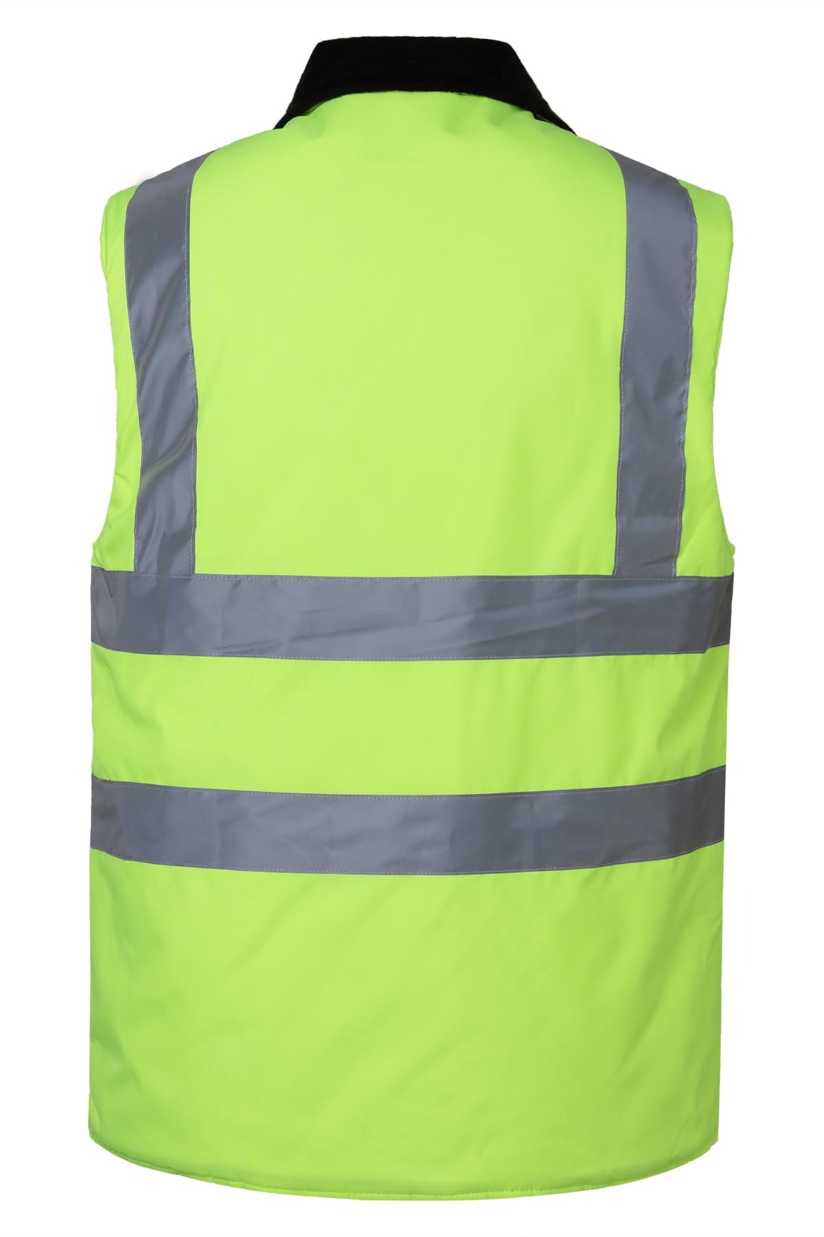 Gilet Imbottita di Sicurezza Invernale Giubbotto Catarifrangente Adulto Smanicato Gilet da Lavoro ad Alta visibilità, Verde+Nero, L