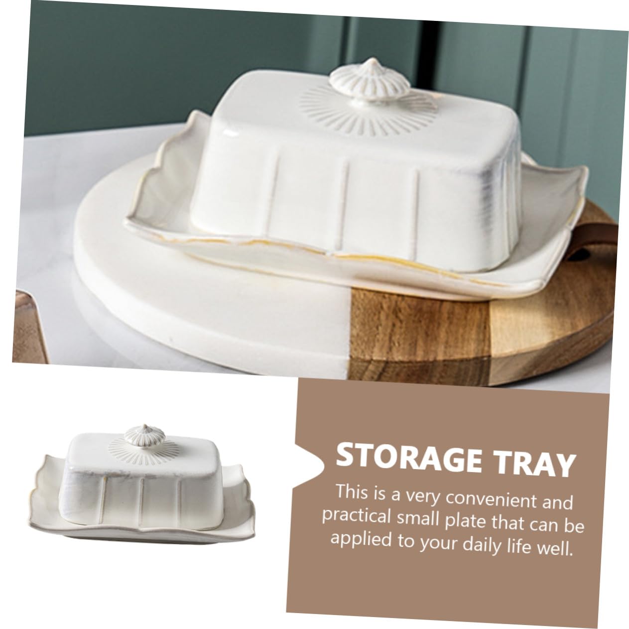 Beurrier en Céramique Blanc Couvercle, 1 Set Cuisine