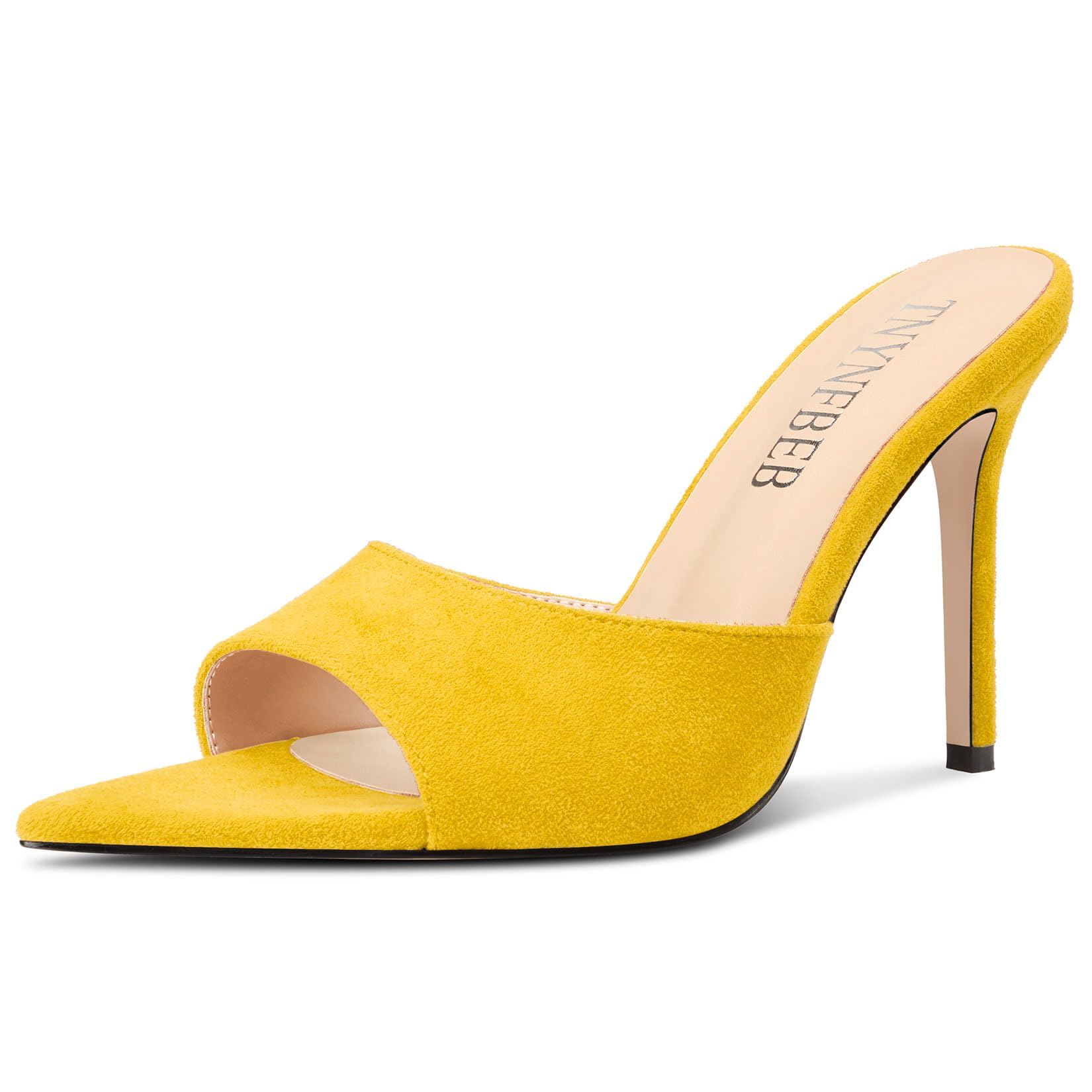 TNYNFBEB Womens Stiletto High Heel Pointed Open Toe Sandals Mules Shoes Slingback Slip-on Prom Party Dress Summer 3.9 Inches Heels