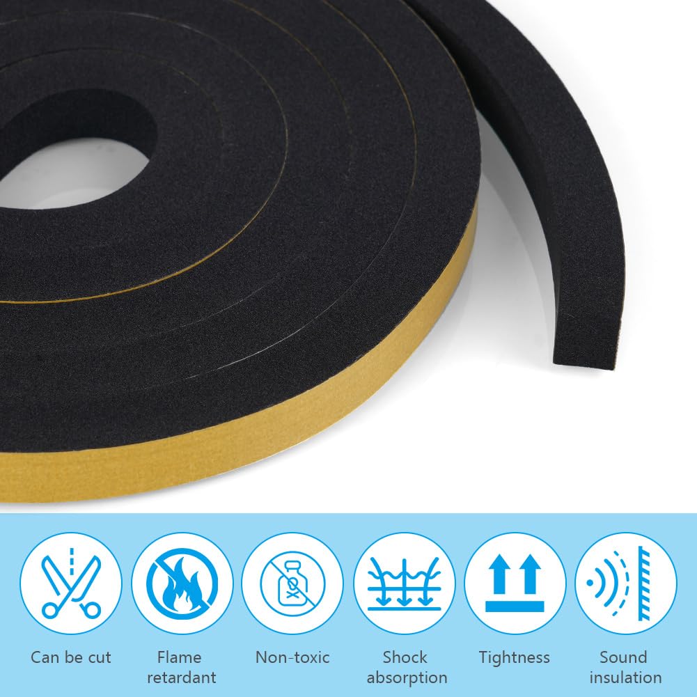 Nastro Schiuma Autoadesivo Flintronic - 2 Rotoli 6x3mm 20m Per Porte E Finestre | Isolante Antivento Antipioggia - Foto 10