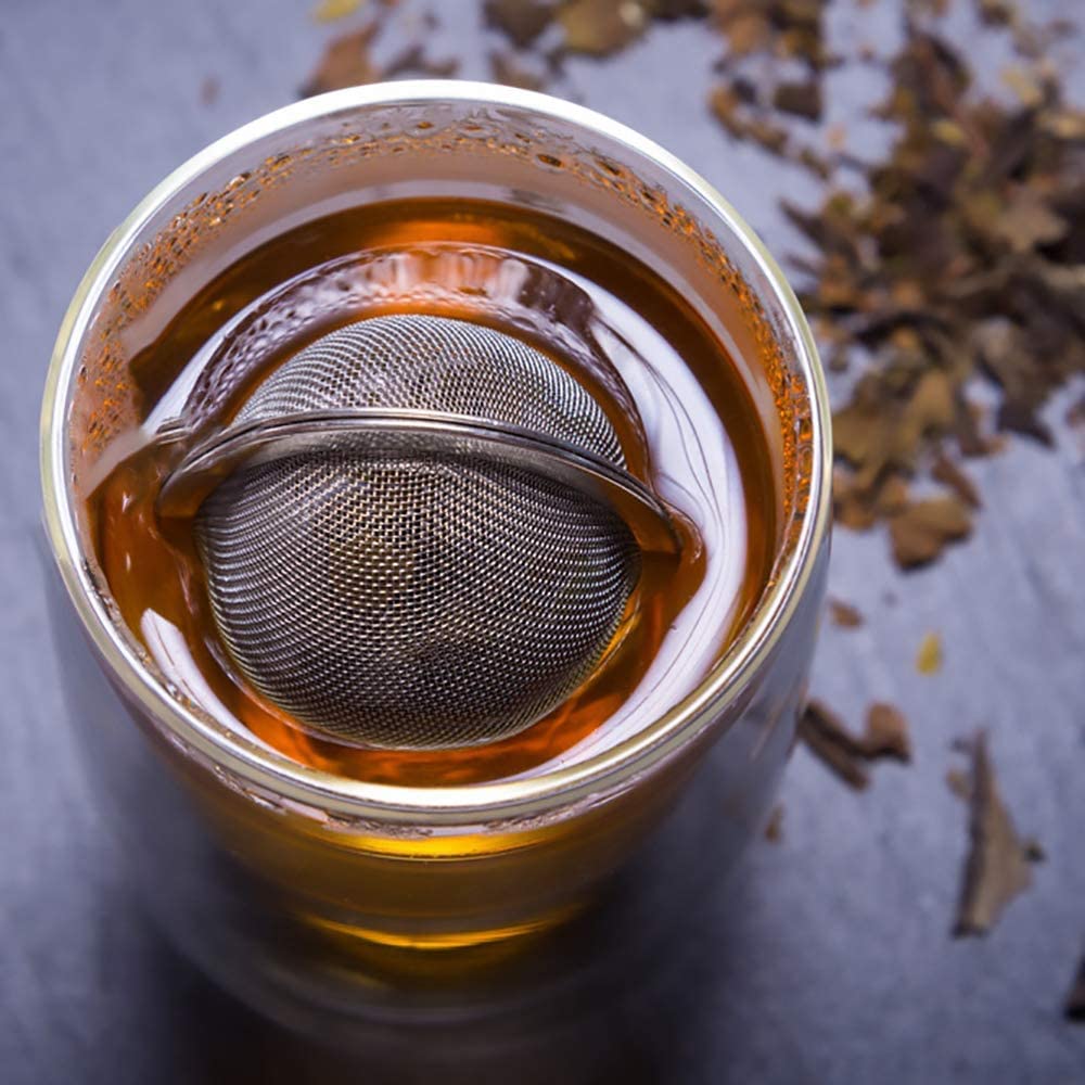 NAIDEV 2 PCs Stainless Steel Tea Ball Infuser Strainer Filters Loose Leaf Teas to Make The Perfect Cup or Pot. No Bags Required. Hook Spices & Seasonings Make Removal A Breeze (Small - 2) 2