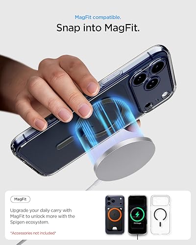 Vista 327 de Spigen Funda para iPhone 15 Pro, ultra híbrida MagFit [antiamarilleo] [compatible con Magsafe] - Fibra de carbono