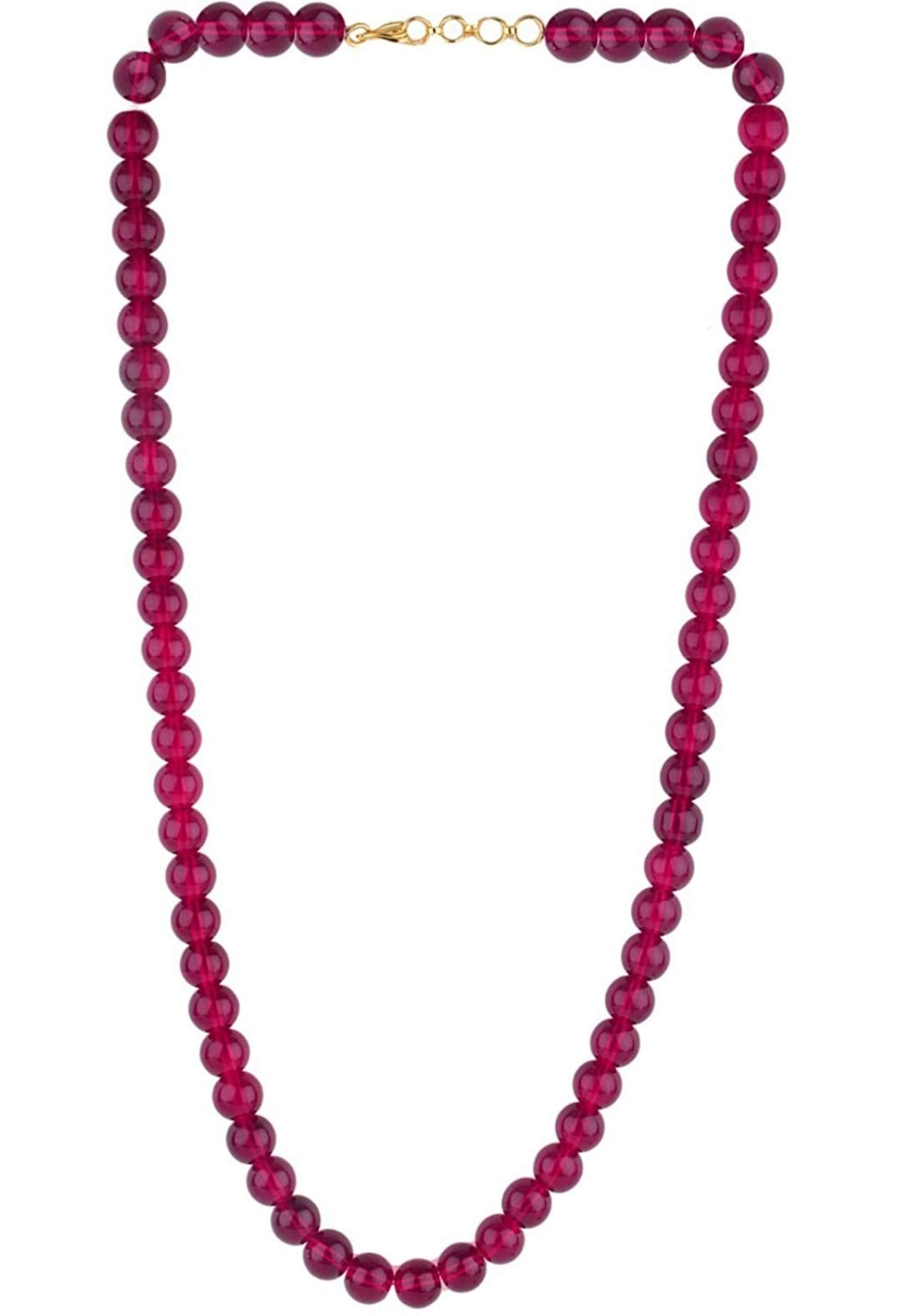 Manbhar Gems - Red Crystal/Glass Gemstone Beads 1 Layer Necklace Round Smooth Single String Red Colour Mala for Girl and Women Fashion Jewellery (B08SWMJ418) Amazon Price History, Amazon Price Tracker