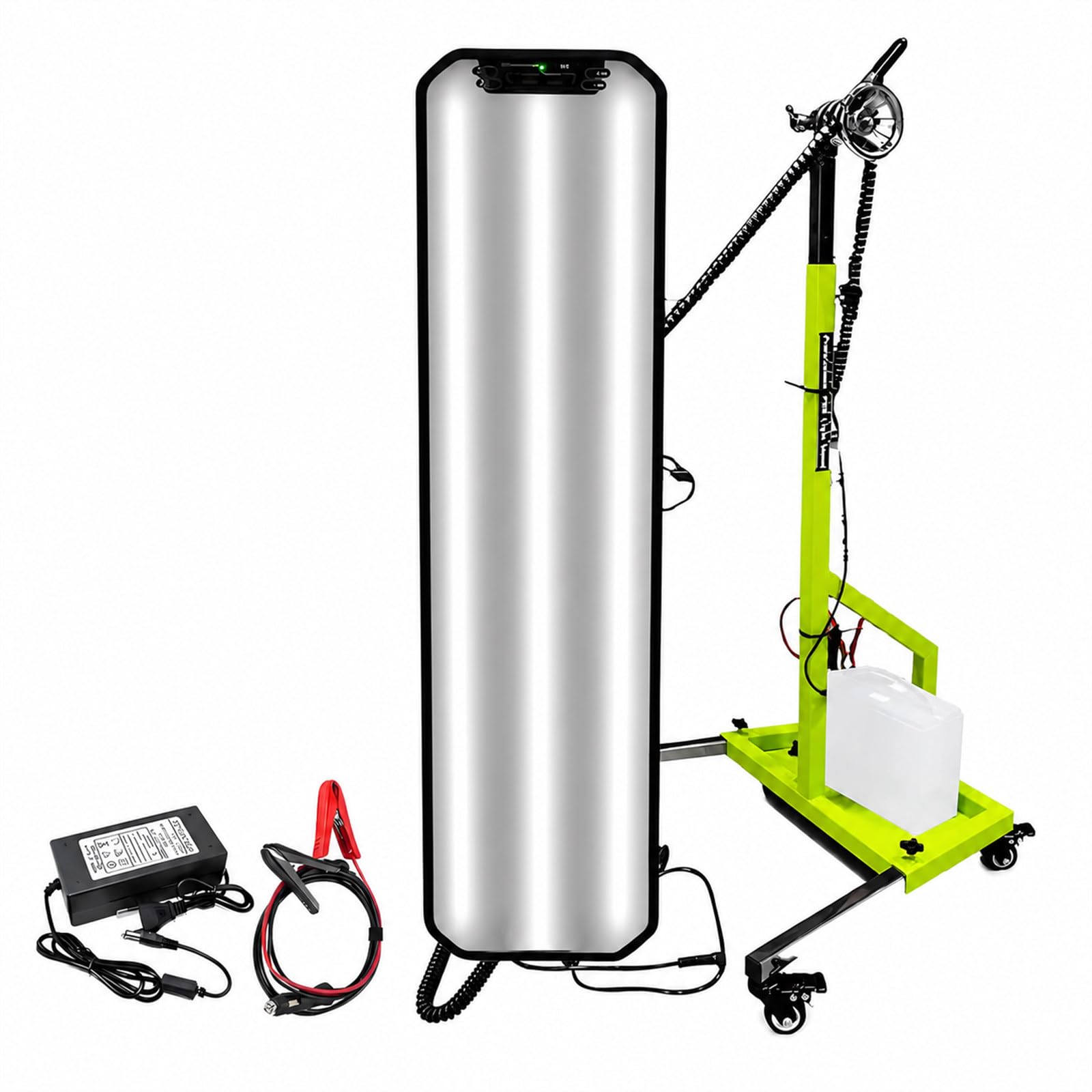 JIYINGHUI Professional Paintless Dent Repair LED Board, PDR Dent Detection Light with Hydraulic Adjustable Stand, Warm/Cool LED Strips, 360° Rotation, 12V 72W Green