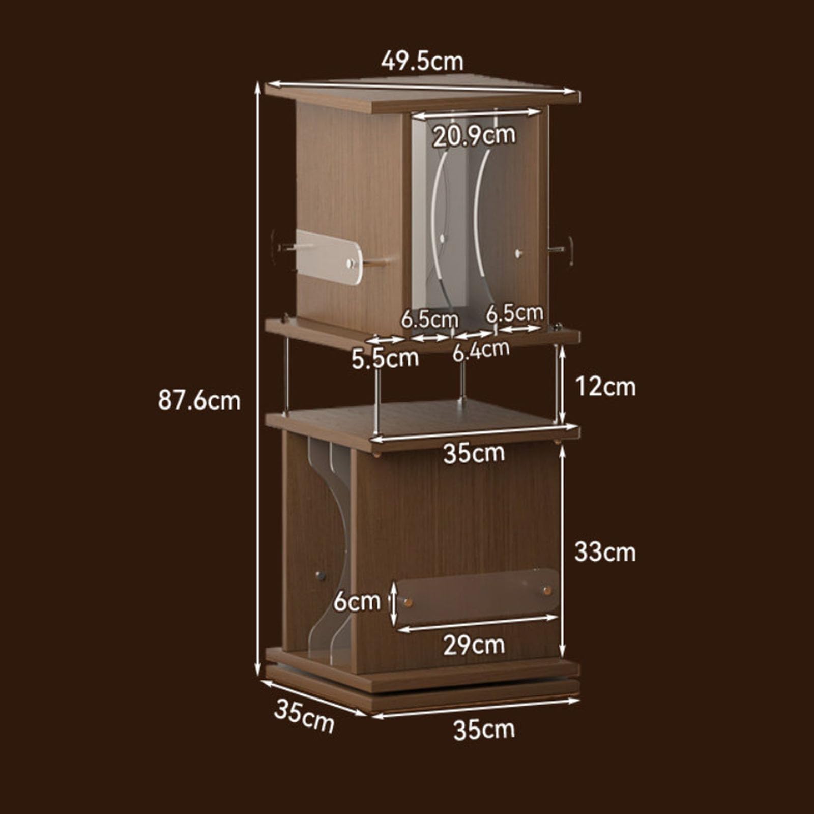 Mobile Porta Dischi In Vinile Girevole A 360°, A 2 Ripiani In Legno Massello, Con Capacità Da 26 A 56 Dischi, Portata Massima 20 Kg, Ideale Per Dischi In Vinile, Libri, Riviste E Cd. A