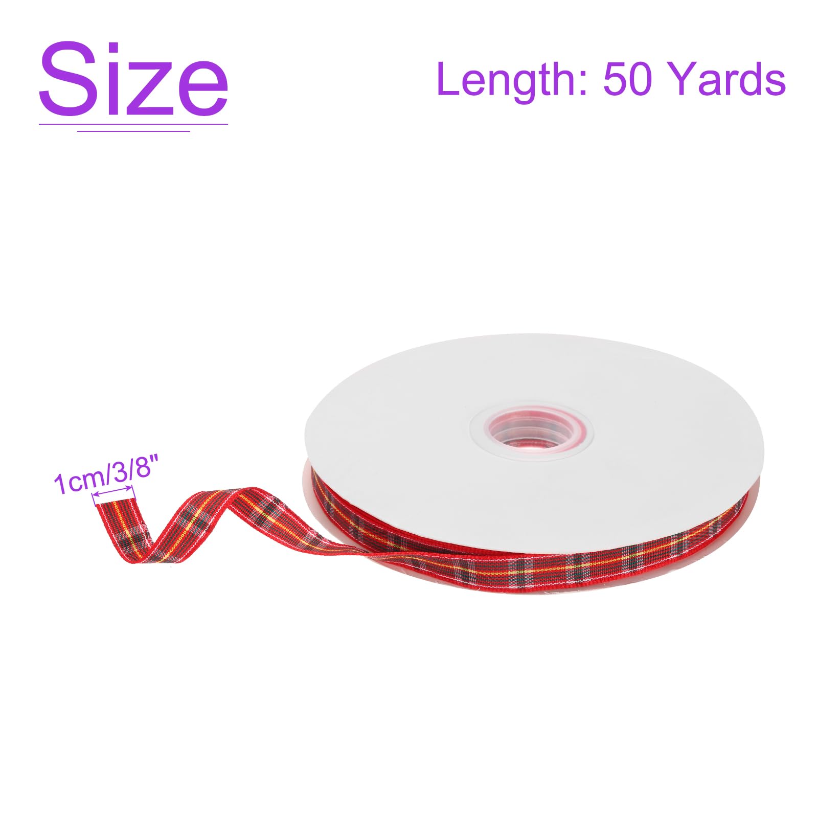 DMiotech 3/8 Inch 50 Yards Gingham Ribbon, Red Gray And Yellow, Polyester, Christmas, General Use, Country Rustic - Image 3