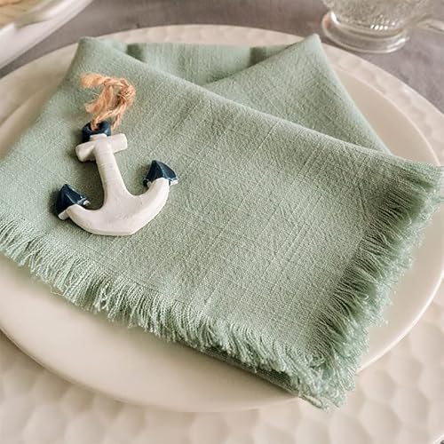 Flcsied Handmade Cloth Napkins 100% Cotton Napkins With Fringe, Set Of 4, 17.7 X 17.7 Inch Cotton Napkins Reusable Napkins Cloth Washable Table Napkins For Wedding Party (Sage Green) #TOP1