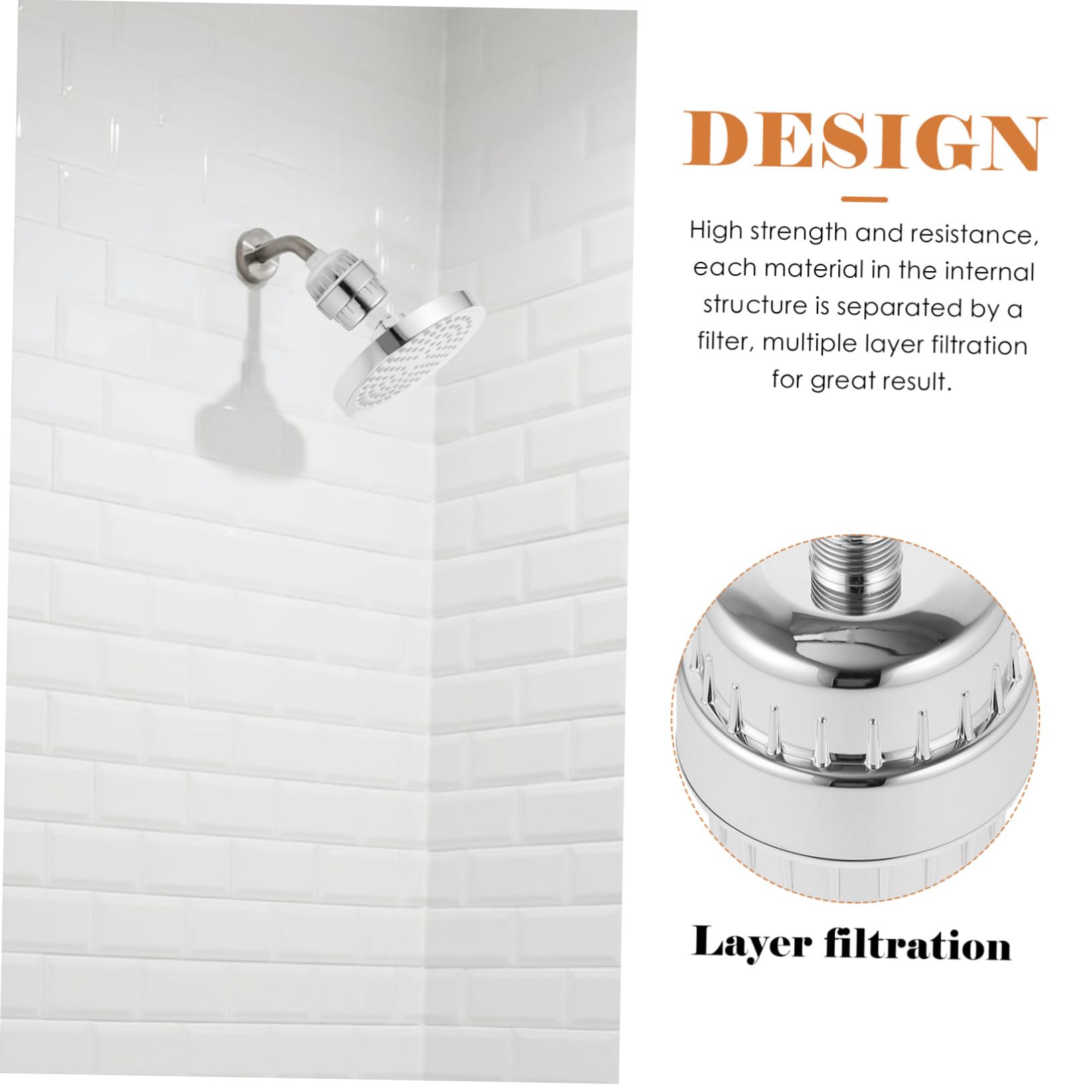 Hemobllo Cabezal de Ducha Filtro para Agua Dura, ABS Plata, Rotación 360°