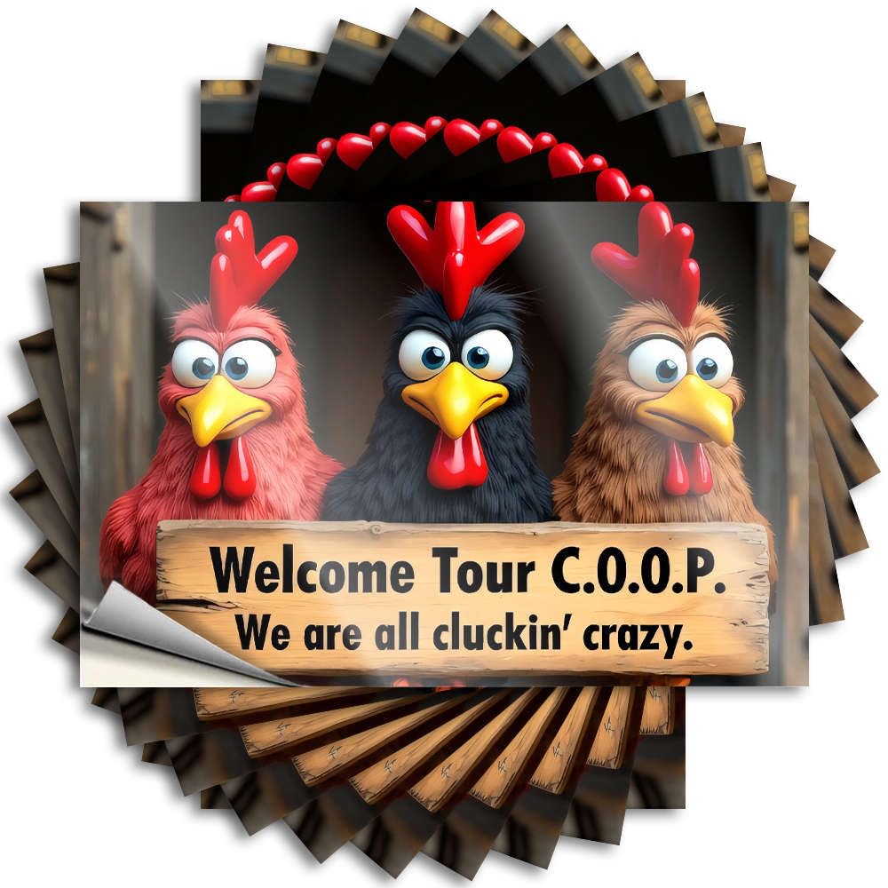 Fzfn Colour Tattoos Optical Illusion, Adulting Garage Welcome To Our Coop. We're All Crazy! | Love(8X12cm)