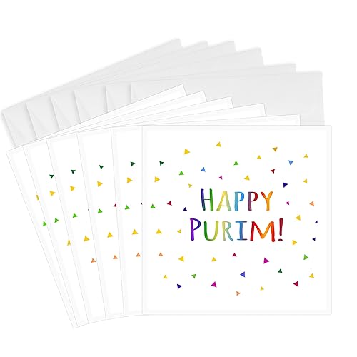 3dRose Tarjetas de felicitación, 6 x 6 pulgadas, paquete de 6, Happy Purim, regalo de festividades judías (gc_202103_1)
