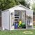 VONZOY Resin Outdoor Storage Shed with Floor, 8x10.5 FT Plastic Garden Shed with Lockable Door & Window for Bike, Garbage Can, Lawn Mower, Bedge