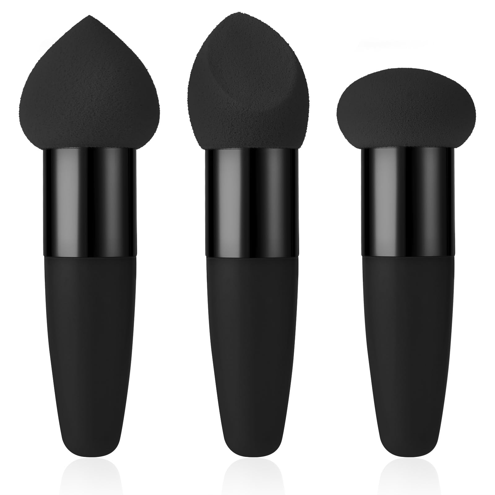 SibbaMakeup Sponge 3 PCS Beauty Blender Foundation Make Up Concealer Blending Cosmetic Mini Angled Brush Applicator Handle Artist Applying Make-Up Eyebrow Face Powder Puff(black)