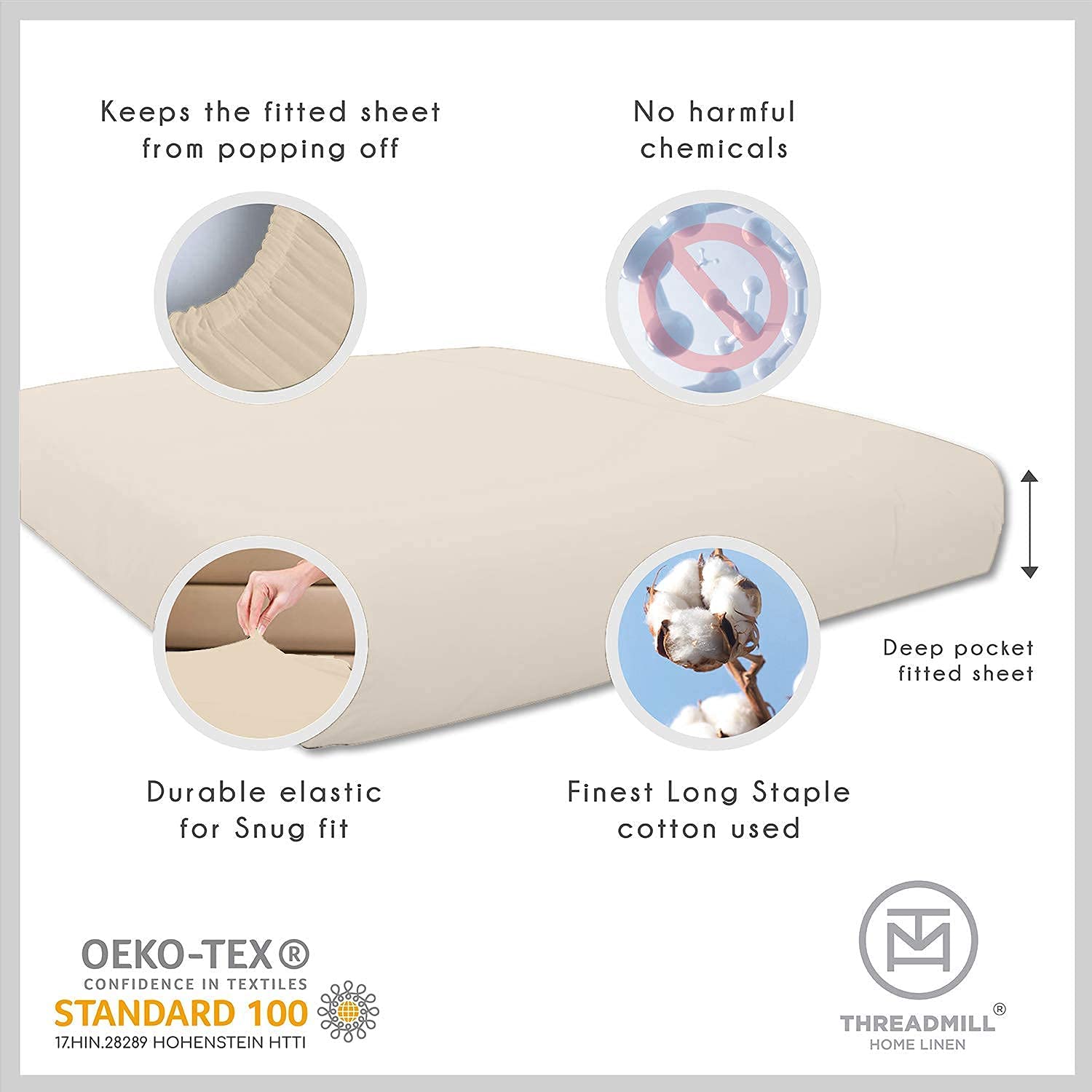 Threadmill Egyptian Cotton Twin XL Sheet Set 100 Certified Egyptian