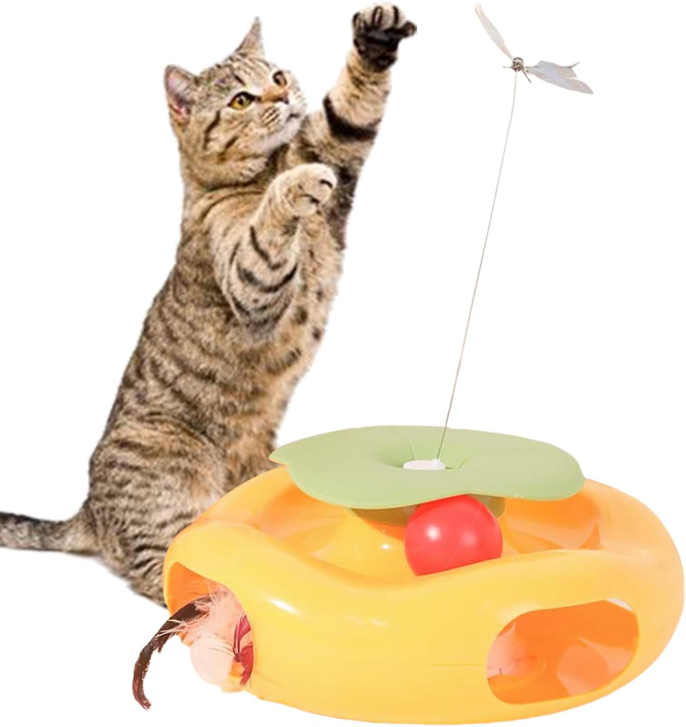 Automatic Cat Teaser,Indoor Cats Butterfly Game Electric Teaser – Exercise Accessories Colorful Pet Entertainment Supplies for Living Room Park Balcony Backyard Lawn Beach