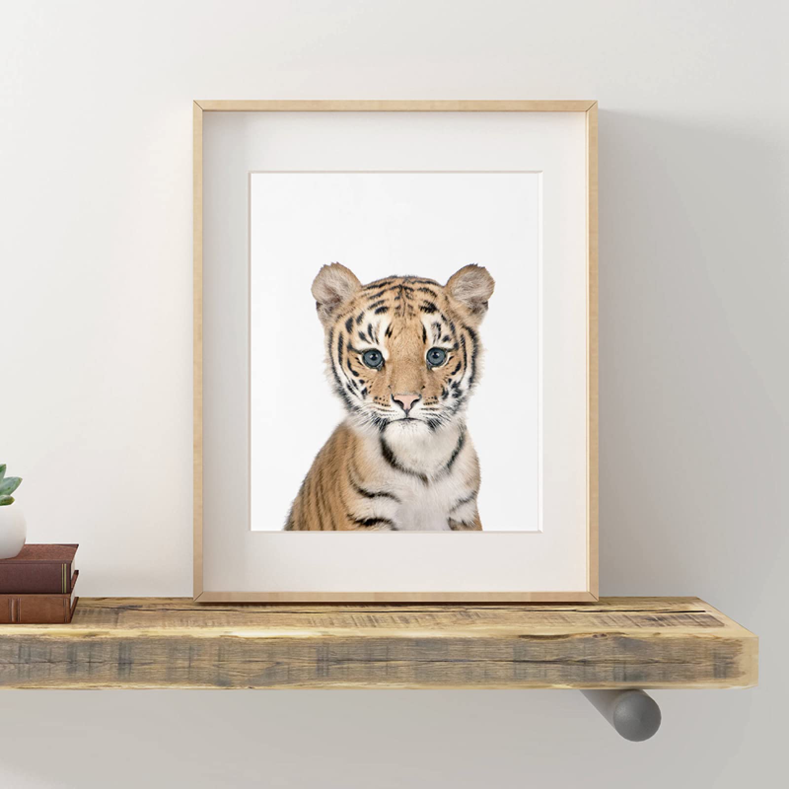 Baby Tiger With Toilet Paper Canvas Wall Art - Black White Bathroom Nursery Decor 12x18 Inch - View #4