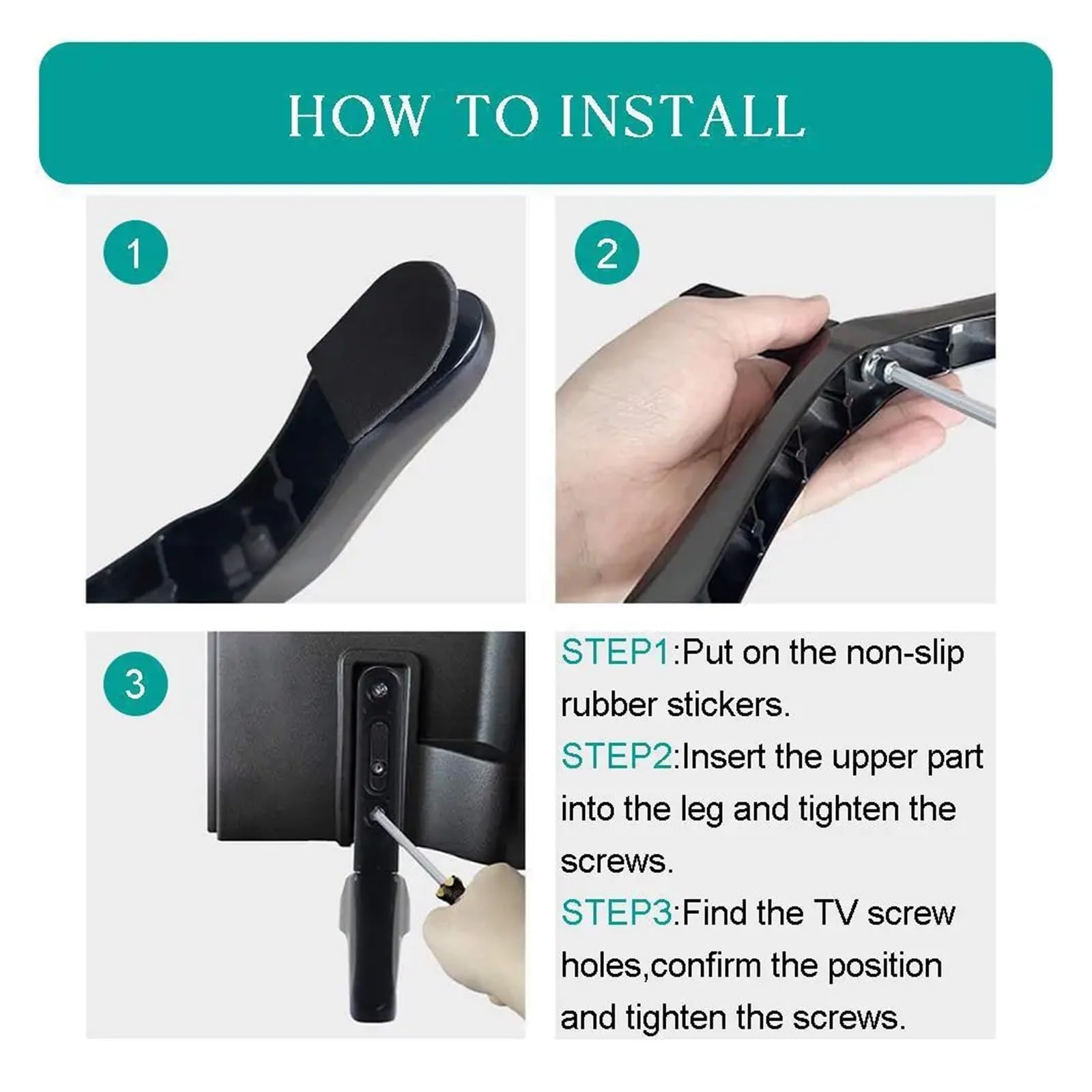 Base de soporte ajustable para TV LCD de 32 65 pulgadas, soporte de mesa negro con accesorios de instalación, soporte de TV de ajuste universal para una pantalla segura y elegante