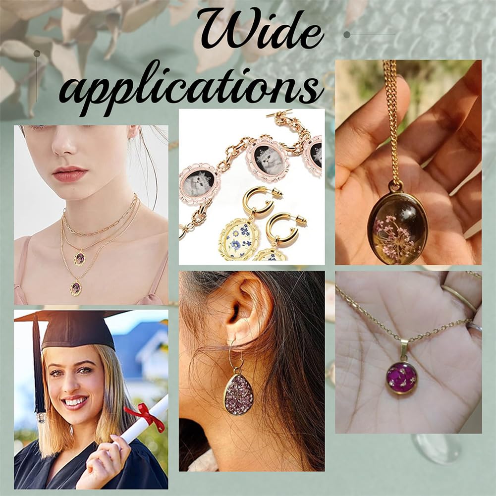 PH PandaHall 48pcs Jewelry Making Kit - Gold Plated Pendant Trays With Glass Cabochons