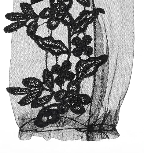 Long Lace Gloves for Women - Black Gloves Lace Sheer Tulle Mesh Wedding/Prom/Costume Party Glove Elegant Vintage Style Accessories4