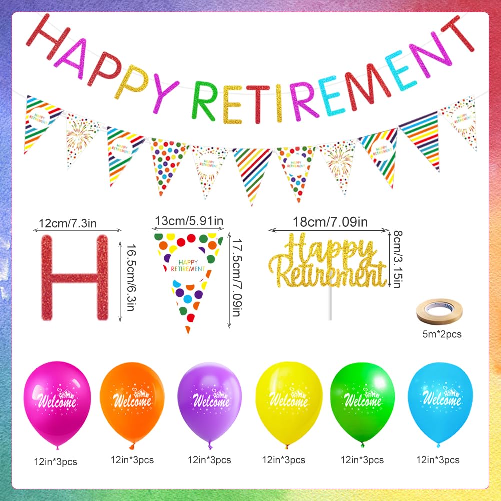 Retirement Party Decorations Kit with Banner Balloons Sash and Cake Topper - Image 2