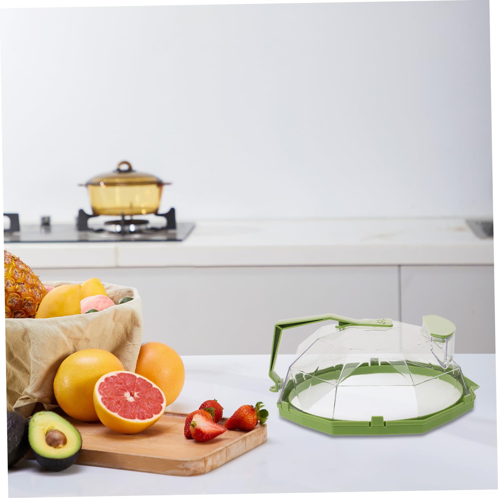 Ciieeo Coperchio per Riscaldamento Alimenti Microonde in Plastica Verde Funzione Termica e Presa Comoda per Cucina e Piatti