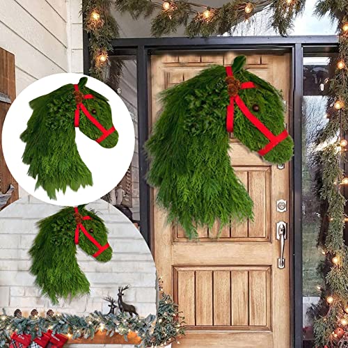 Belupai Paardenkop Kerstkrans voor Voordeur, 15,7 Inch Kunstmatige Dennentakken Krans met Rood Lint Decor Rustieke Kunstmatige Groene Kerstkransen Belupai Paardenkop Kerstkrans voor Voordeur, 15,7 Inch Kunstmatige Dennentakken Krans met Rood Lint Decor Rustieke Kunstmatige Groene Kerstkransen