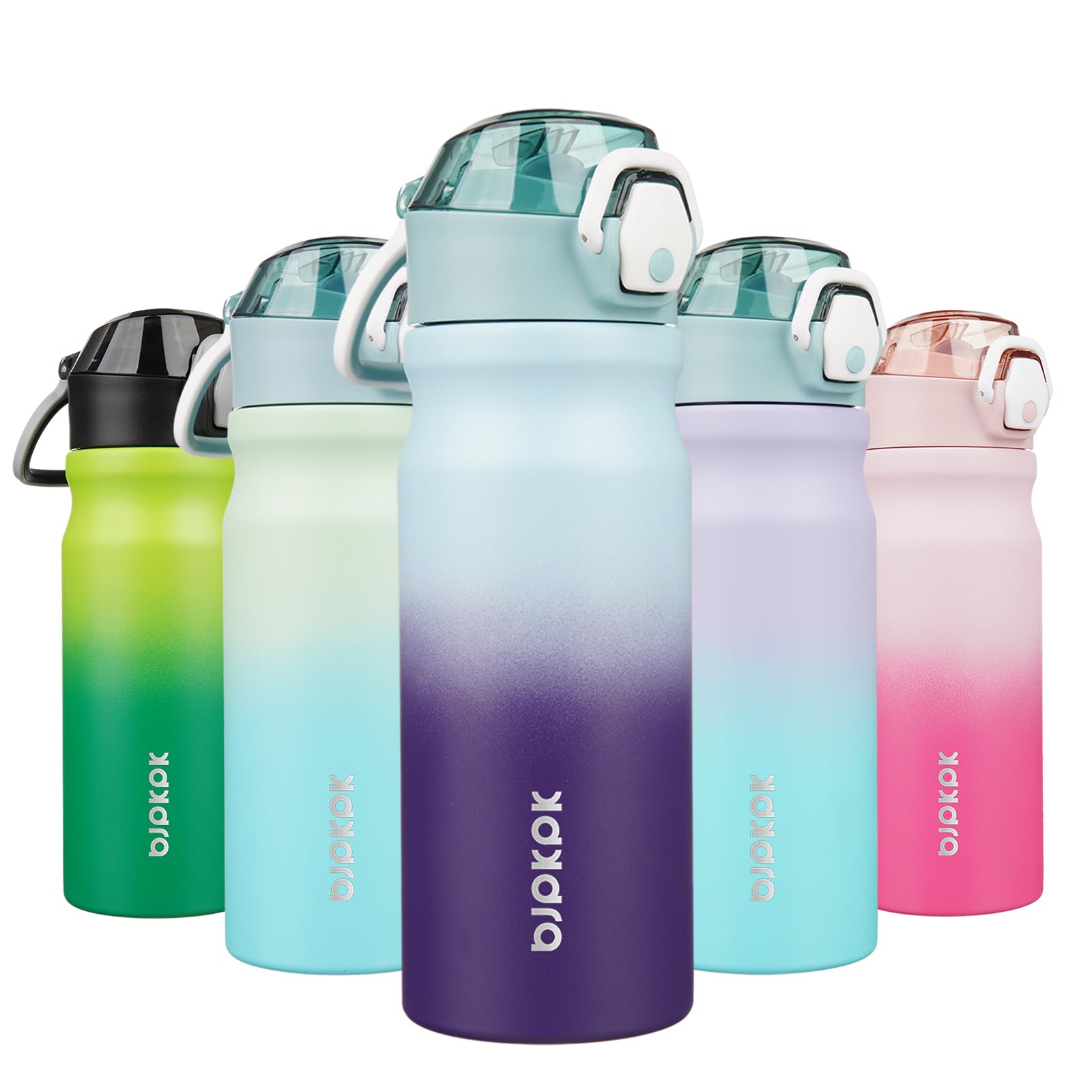 BJPKPK 18oz Insulated Water Bottle with Straw Stainless Steel Double Wall Water Bottles BPA Free Leak Proof Thermal Flask with Lockable Flip Lid and