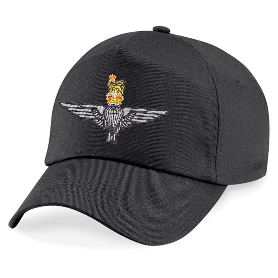 Parachute Regiment Paratrooper Paras Insignia Embroidered Baseball Cap British Army Military Embroidery (Black)