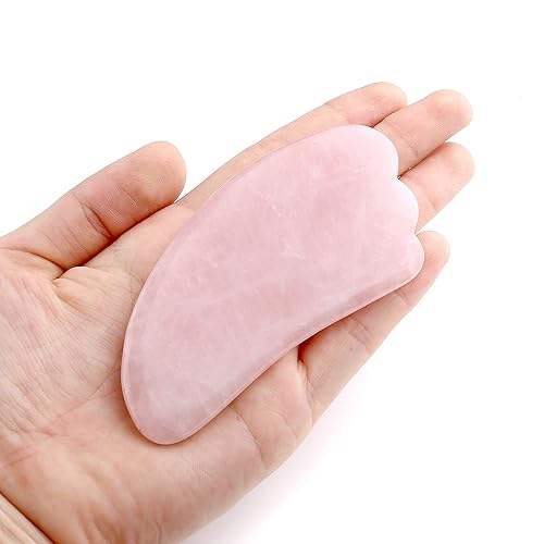 Miniatura 2 de JOVIVI Gua Sha herramienta para masajes cuarzo rosa natural y aventurina verde con forma de ala