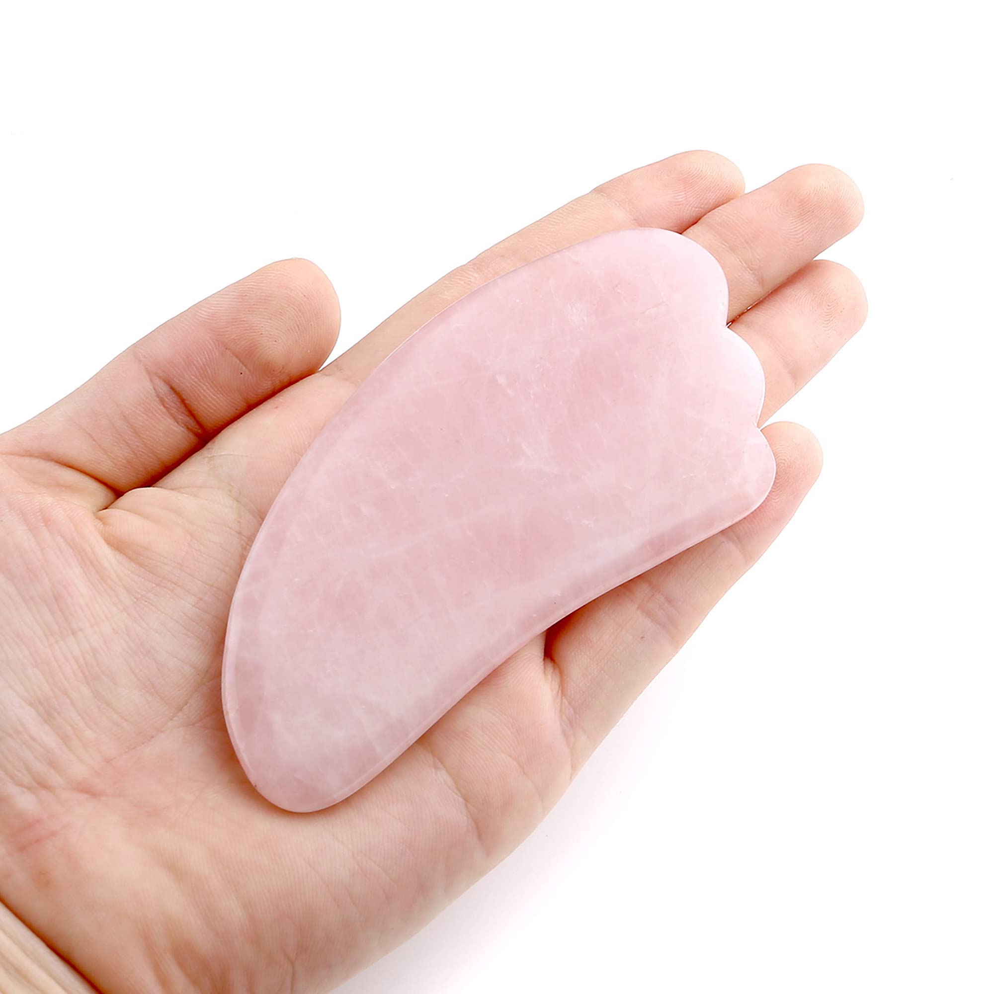Jovivi Outil de massage en quartz rose naturel Gua Sha - Outil de massage - En forme d'ailes - Guérison - Guasha Board - Guasha - Masque facial traditionnel - Grattoir